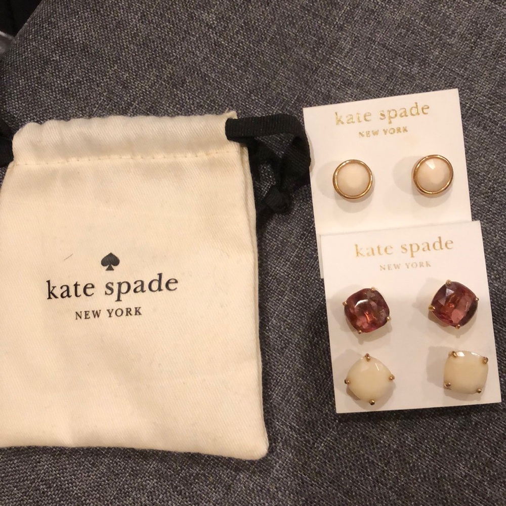 Kate Spade stud earrings, 3 pairs